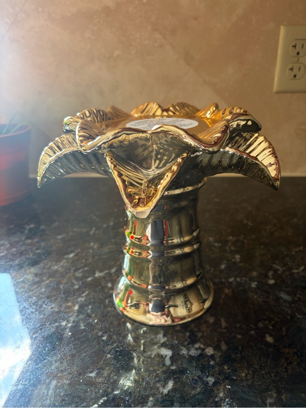 Bath & Body Works Gold Leaf 3-Wick Candle Holder Pedestal